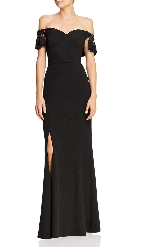 Get It Before It’s Gone!Aidan Mattox - Off-Shoulder Tassel Sleeves Evening Gown MD1E203104 - 1 pc Black In Size 14 Available Get It Before It’s Gone!Aidan Mattox - Off-Shoulder Tassel Sleeves Evening Gown MD1E203104 - 1 pc Black In Size 14 Available