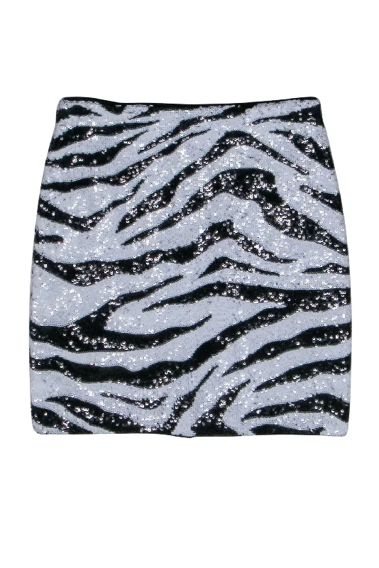 Hurry, Sale Ends Soon!Alice & Olvia - Zebra Print Sequin Mini Skirt Sz 0