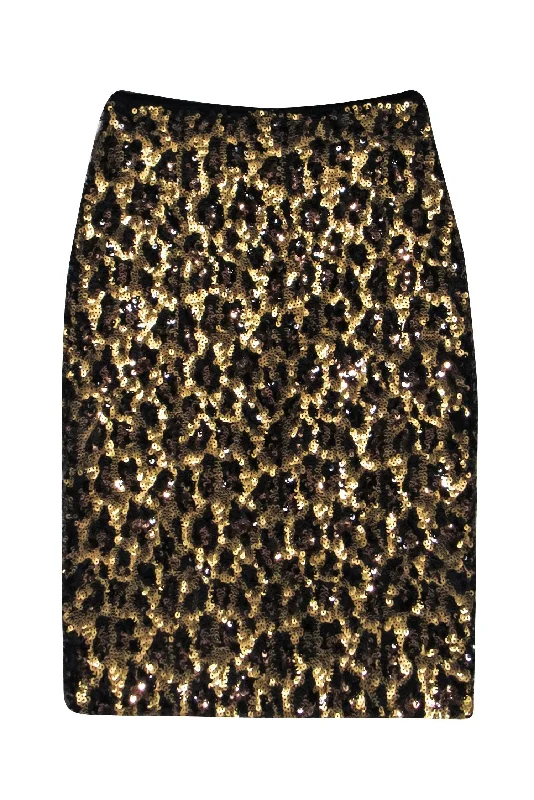 Huge Price Cuts Await!Alice & Olivia - Gold & Black Leopard Pattern Sequin Skirt Sz 0 Huge Price Cuts Await!Alice & Olivia - Gold & Black Leopard Pattern Sequin Skirt Sz 0