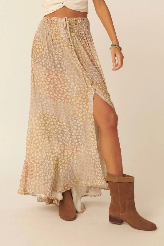 Shop the Hottest Deals!Almost Paradise Floral Patchwork-Print Maxi Skirt In Sand