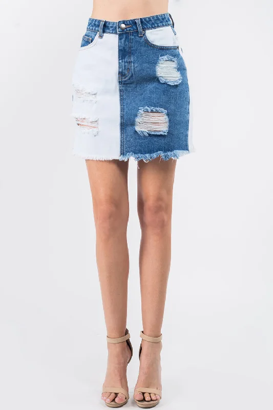 Find the Best Deals Here!American Bazi Contrast Patched Frayed Denim Distressed Skirts Find the Best Deals Here!American Bazi Contrast Patched Frayed Denim Distressed Skirts