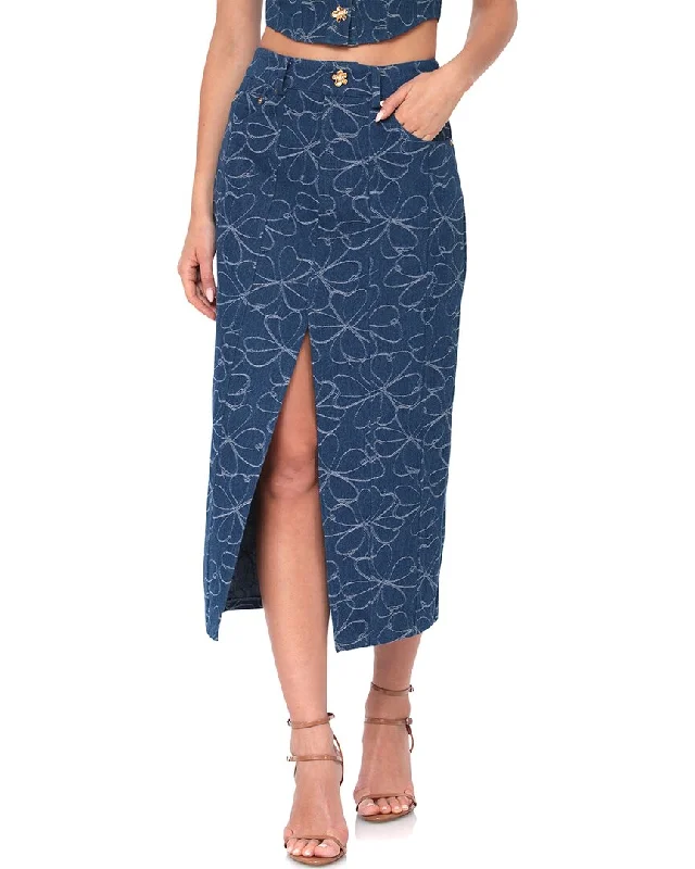 Don’t Wait – Deals Won’t Last!Avec Les Filles Embroidered Slit Front Midi Skirt