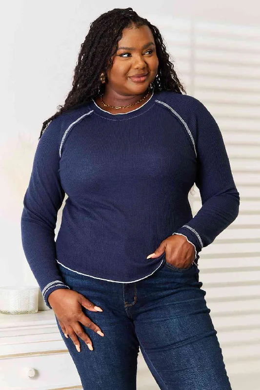 Time to Save Big!Basic Bae Long Raglan Sleeve Round Neck Top