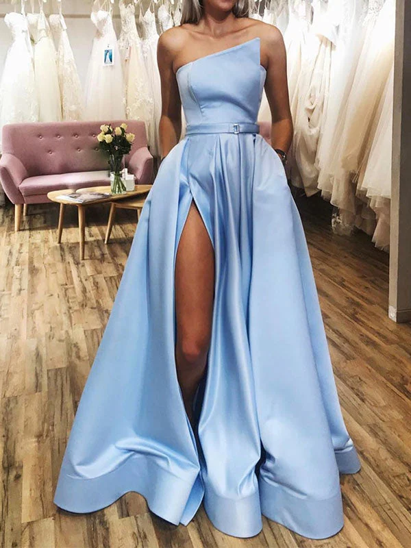 Seasonal Sale – Shop Now!Blue A-line Satin Simple Modest Party Elegant Long Prom Dresses with Slit PD315 Seasonal Sale – Shop Now!Blue A-line Satin Simple Modest Party Elegant Long Prom Dresses with Slit PD315