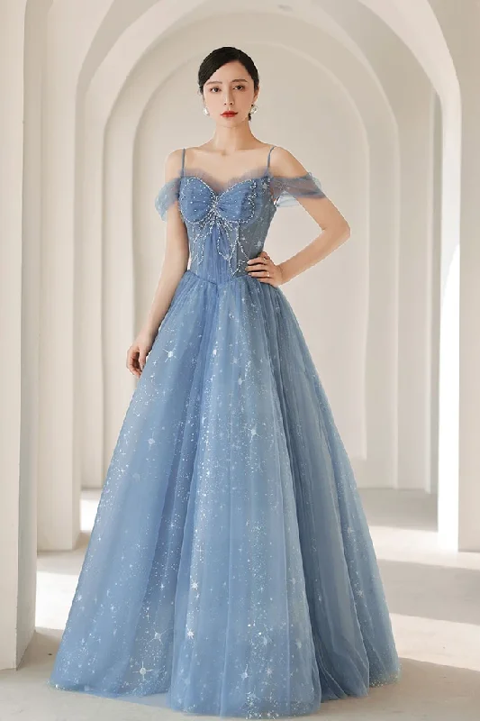 Limited Time Offer!BLUE SWEETHEART NECK TULLE BEADS LONG PROM DRESS BLUE EVENING DRESS cg20680 Limited Time Offer!BLUE SWEETHEART NECK TULLE BEADS LONG PROM DRESS BLUE EVENING DRESS cg20680