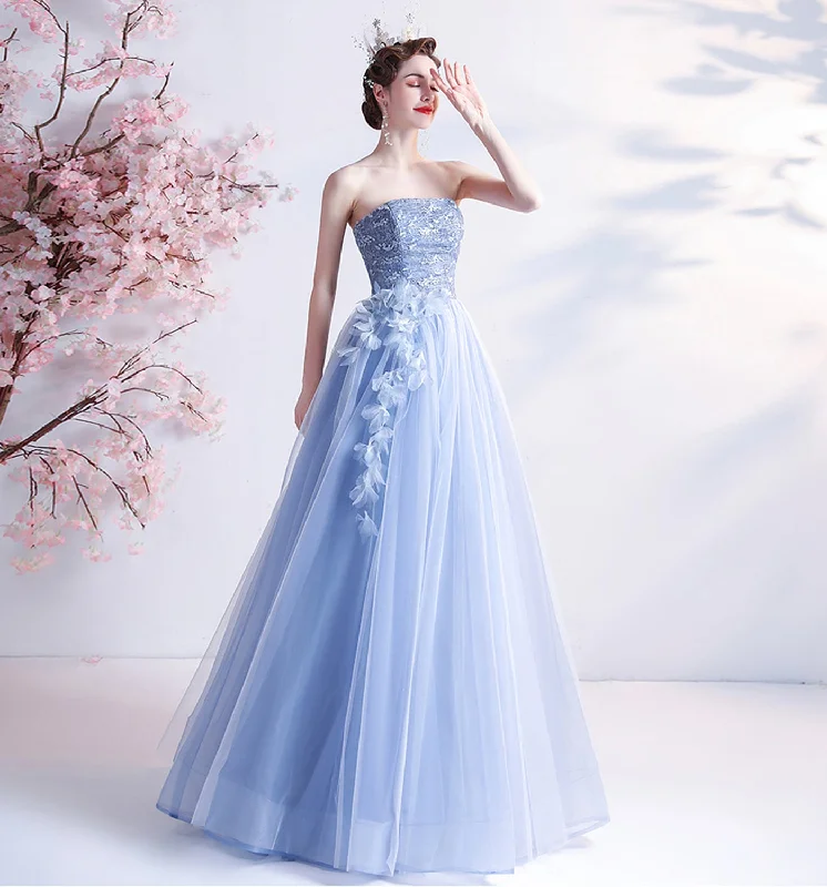 Your Favorite Items on Sale Now!BLUE TULLE LACE LONG A LINE PROM DRESS EVENING DRESS    cg20719
