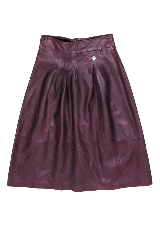 Crazy Discounts Inside!Bod & Christensen - Maroon Leather Mid Maxi Skirt Sz 8