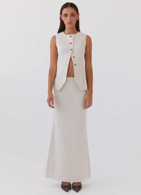 Best Deals Just for You!Born For Bordeaux Linen Maxi Skirt - Oatmeal