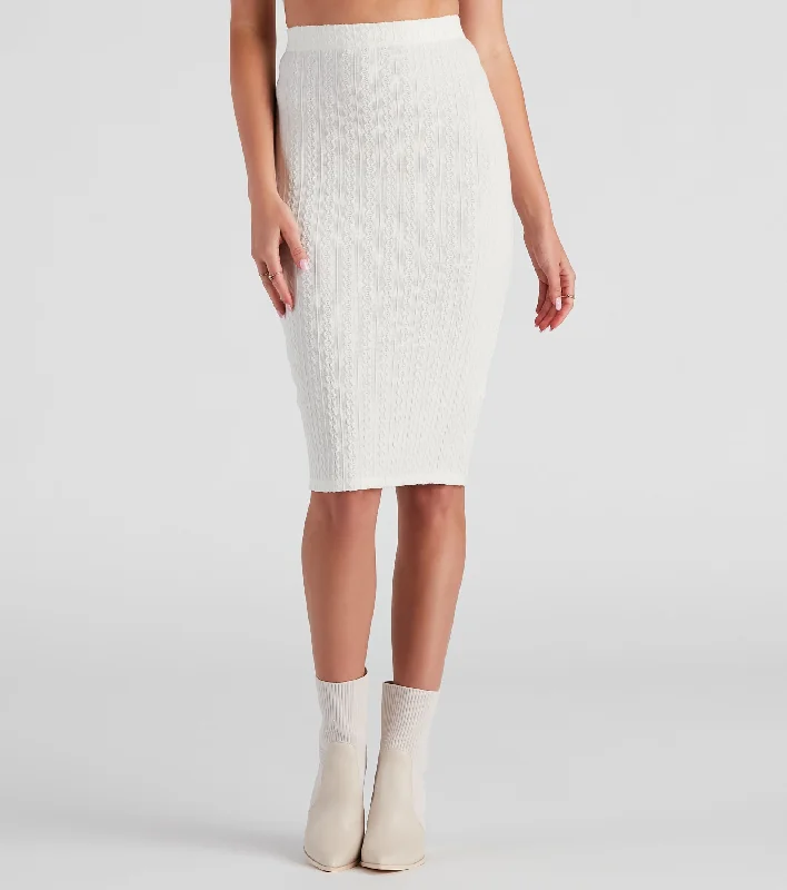 Limited Edition, Limited Price!Cabin Cable Knit Midi Skirt