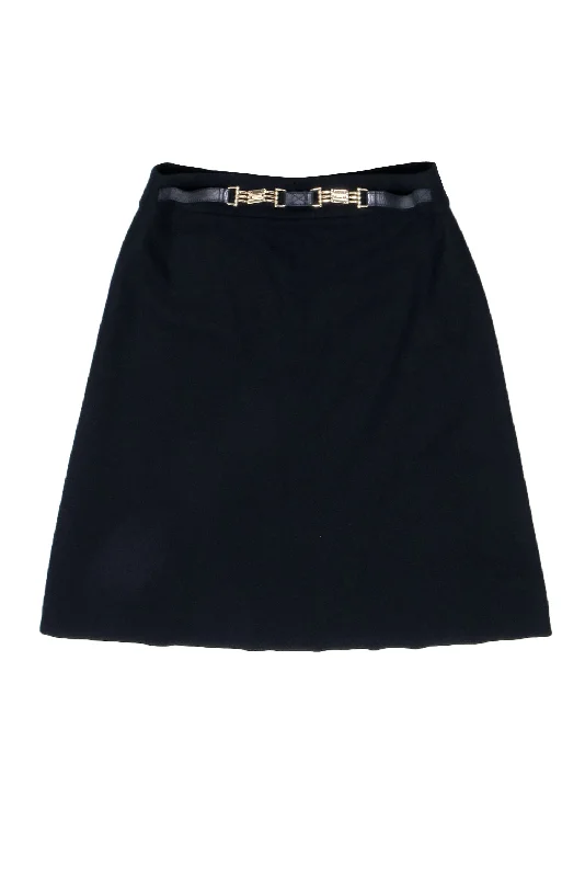 Lowest Prices Guaranteed!Celine - Black Wool Blend Skirt w/ Gold-Tone Hardware Sz 4 Lowest Prices Guaranteed!Celine - Black Wool Blend Skirt w/ Gold-Tone Hardware Sz 4