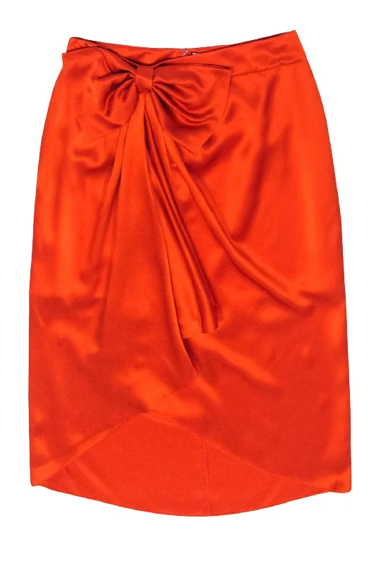 More Discounts, More Joy!Cinq a Sept - Blood Orange "Emma Bow" Silk Skirt Sz 8
