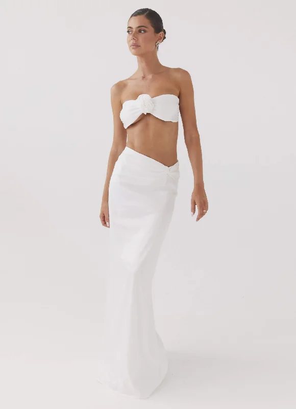 Your Shopping Spree Starts Here!Crescent Light Twist Maxi Skirt - Ivory
