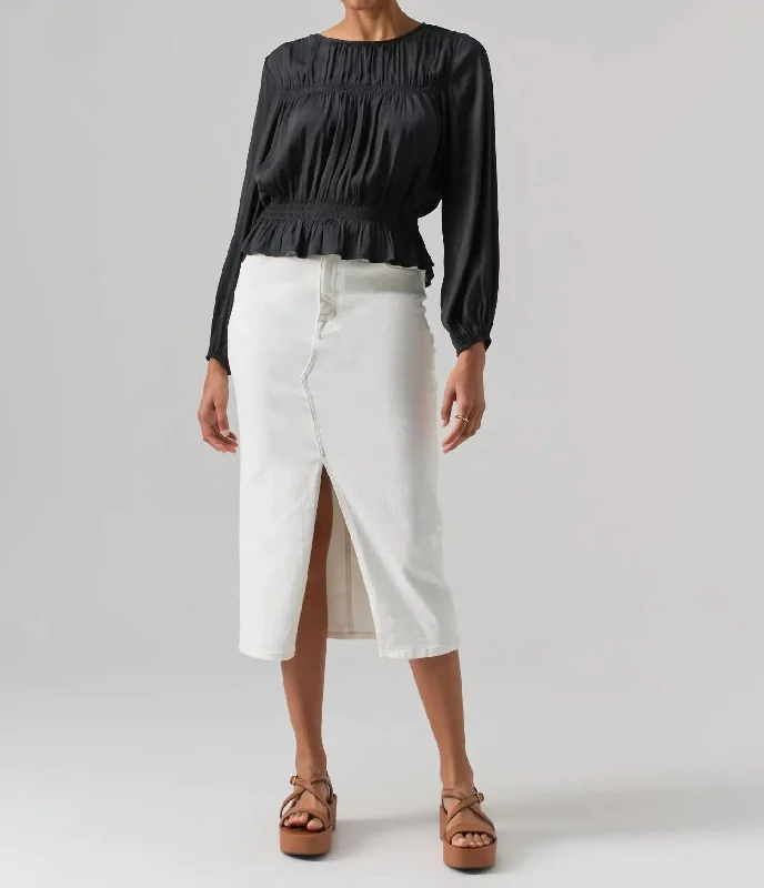 Special Discounts Inside!Denim Midi Skirt In Ivory