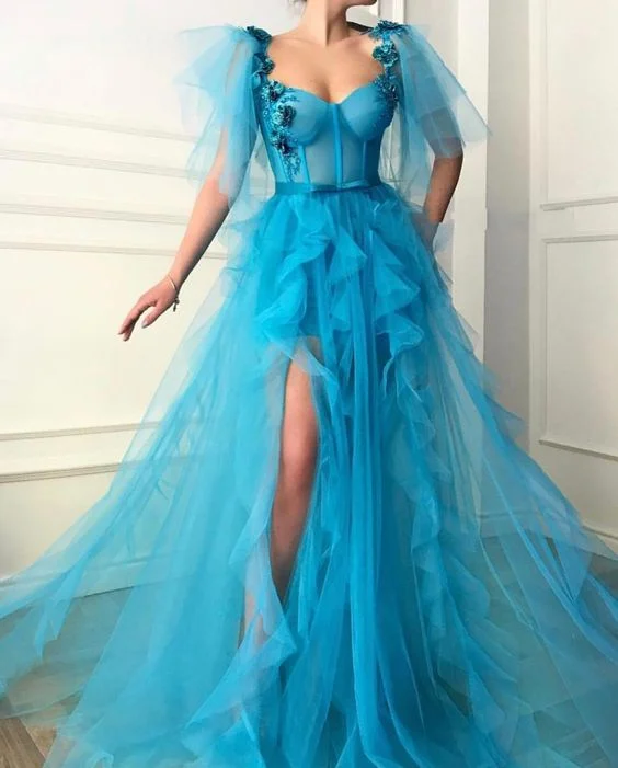 Only a Few Left – Order Now!Flowers Ruffles Tulle High Slit Dubai Saudi Arabic Long Evening Gowns Prom Dress cg20592 Only a Few Left – Order Now!Flowers Ruffles Tulle High Slit Dubai Saudi Arabic Long Evening Gowns Prom Dress cg20592