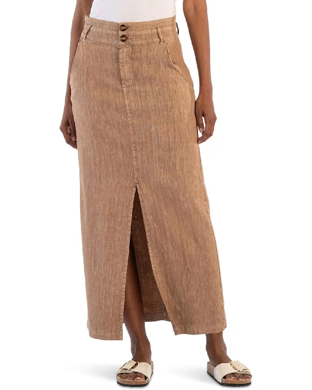 Massive Price Cuts!Freida-Front Slit Skirt In Wood