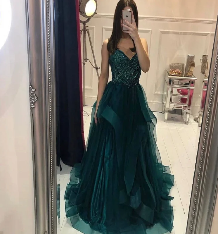 Every Deal is a Steal!GREEN TULLE BEADS LONG A LINE PROM DRESS EVENING DRESS cg20636 Every Deal is a Steal!GREEN TULLE BEADS LONG A LINE PROM DRESS EVENING DRESS cg20636