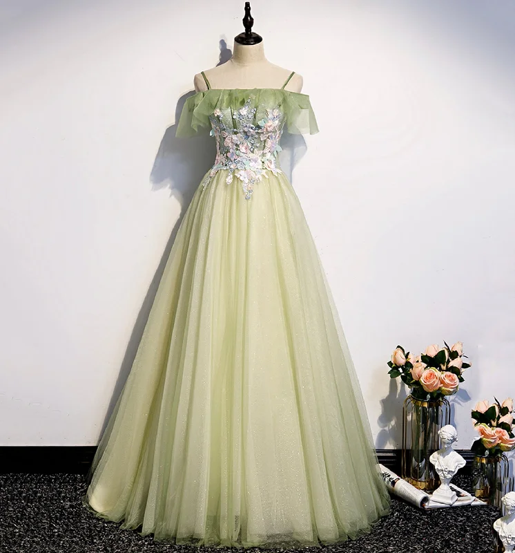 Don't Miss Out!GREEN TULLE LACE LONG A LINE PROM DRESS EVENING DRESS    cg20604