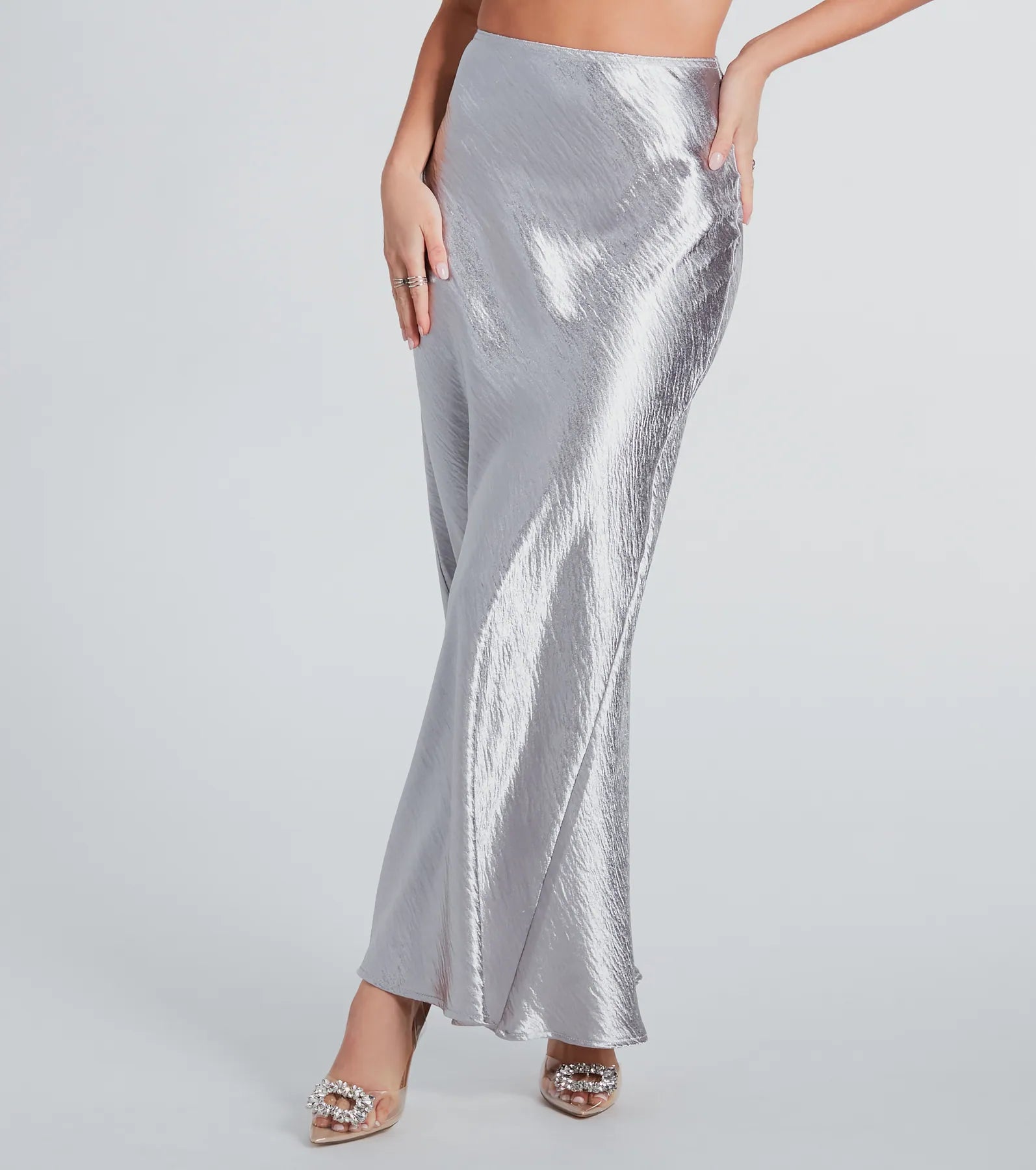 Get More, Spend Less – Shop Now!Iconic Sheen Crinkle Satin Maxi Skirt