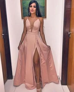 Exclusive Savings This Week!Illusion Plunging Neck Prom Dress With Slit     cg20595