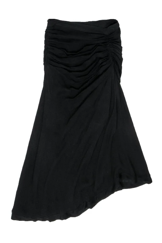 Find Your Perfect Deal Today!IRO - Black Silk Blend Midi Skirt w/ Ruching Sz 2