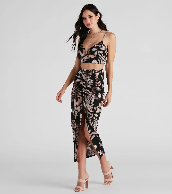 Save More with Every Purchase!Island Flower High Slit Midi Skirt