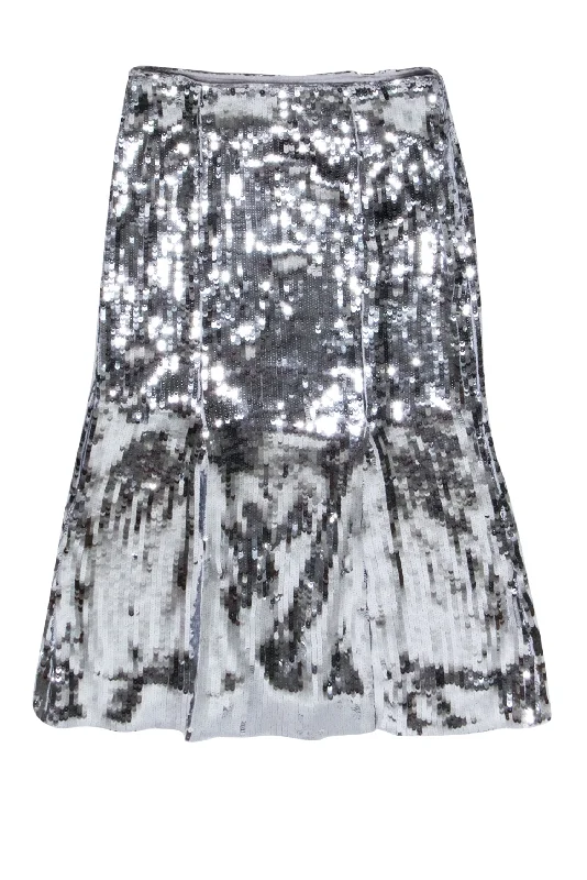 Your Chance to Save is Now!J.Crew Collection - Silver Sequin Slit Detail Skirt Sz 10 Your Chance to Save is Now!J.Crew Collection - Silver Sequin Slit Detail Skirt Sz 10