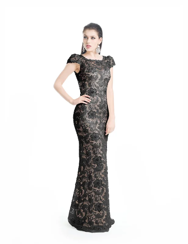 Shop Now and Save!J'Adore Dresses - J5085B Lace Bateau Trumpet Dress With Train