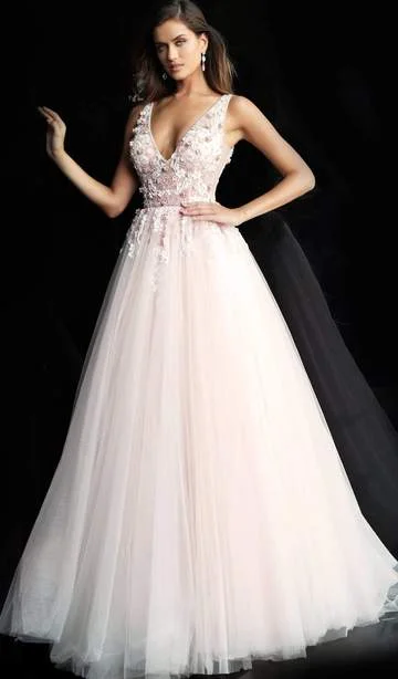 Best Deals Just for You!Jovani - Floral Embellished Plunging V-Neck Pleated Ballgown 61109SC Best Deals Just for You!Jovani - Floral Embellished Plunging V-Neck Pleated Ballgown 61109SC