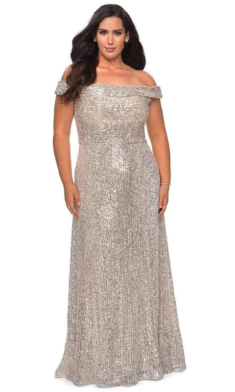 Save Like Never Before!La Femme - 28988 Sequined Off-Shoulder A-Line Plus Size Prom Dress Save Like Never Before!La Femme - 28988 Sequined Off-Shoulder A-Line Plus Size Prom Dress