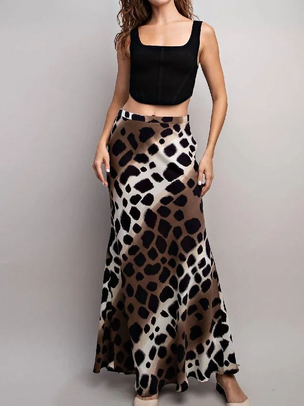 Limited Time Offer!Leopard Spotted Maxi Skirt In Brown