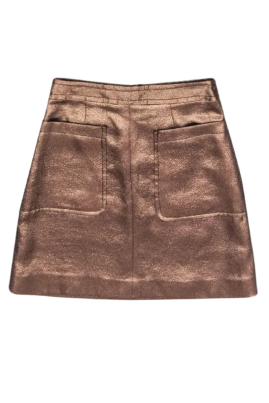 Incredible Savings Inside!Marc by Marc Jacobs - Bronze Gold Metallic Zipper Front Skirt Sz 6