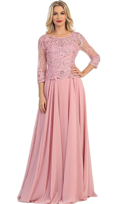 Limited-Time Price Drop!May Queen - Quarter Sleeve Lacy Chiffon Evening Gown MQ1279 Limited-Time Price Drop!May Queen - Quarter Sleeve Lacy Chiffon Evening Gown MQ1279