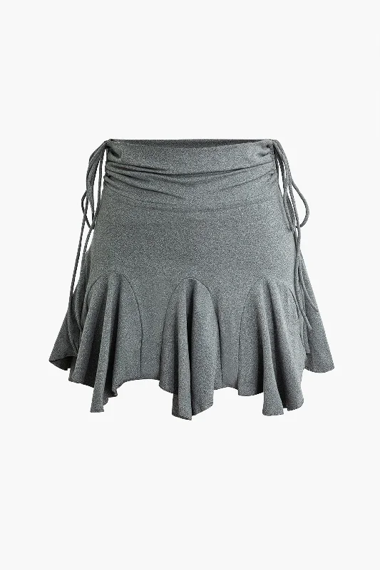 Unlock Huge Savings Now!Asymmetrical Drawstring Ruched Mini Skirt