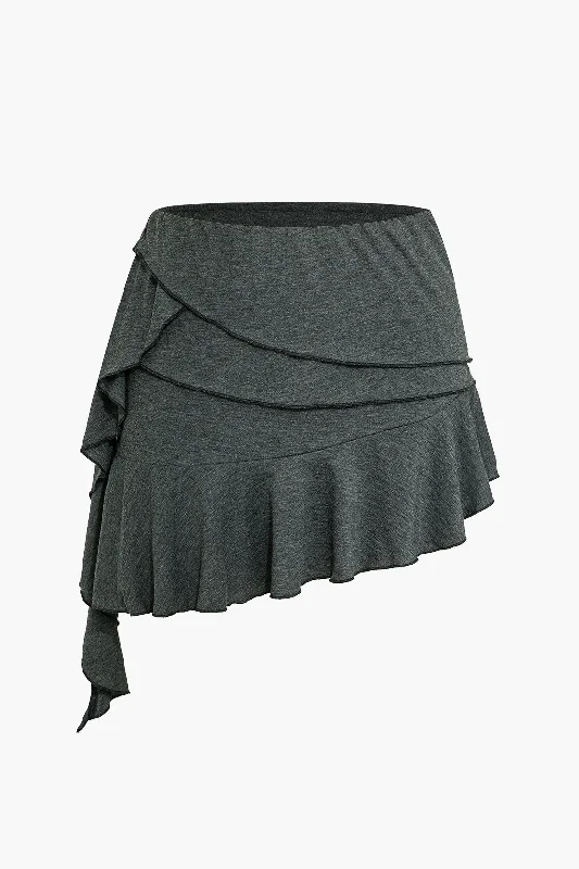 Incredible Savings Inside!Solid Asymmetrical Mini Skirt