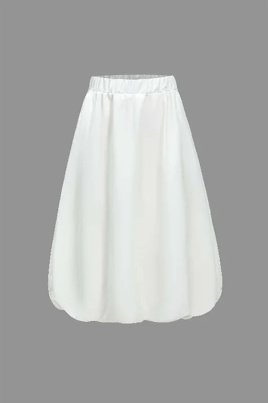 Exclusive Savings This Week!Basic Solid Elastic Waist Loose Midi Skirt
