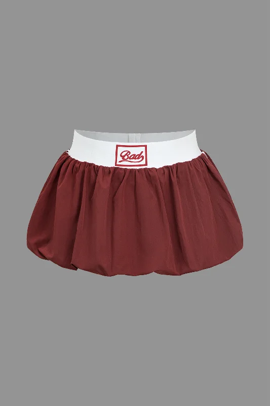 One Day Only – Huge Savings!Color Block Puff Mini Skirt