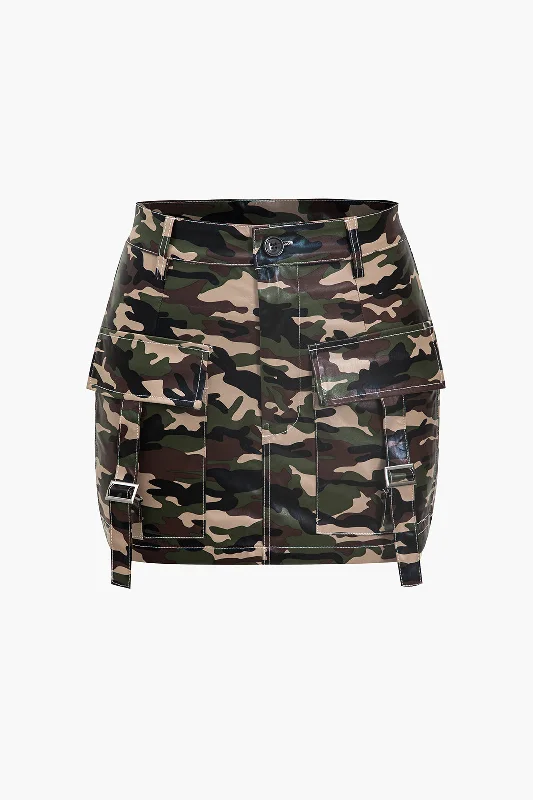 Don't Miss Out!Camo Print Pocket Mini Skirt