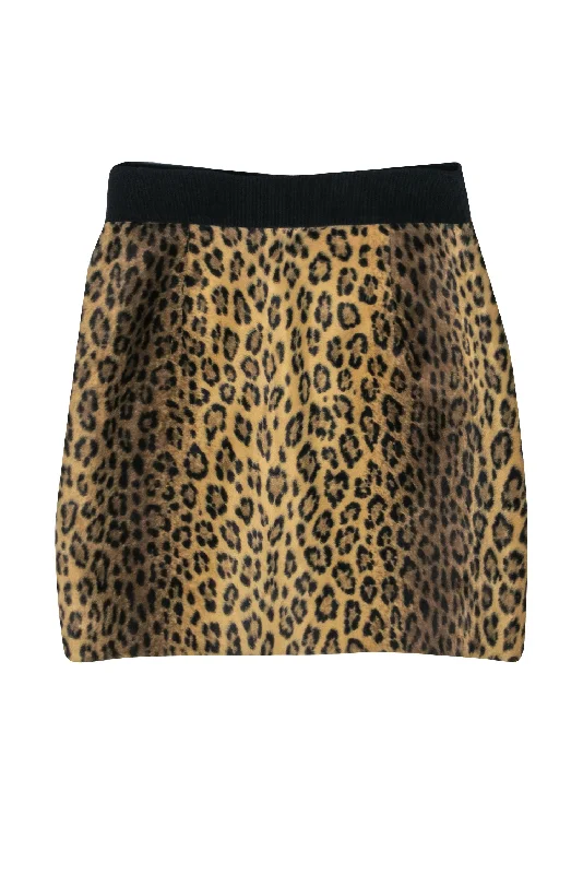 Save Up to 50% Off!Milly - Tan & Black Leopard Print Fuzzy Skirt Sz 0