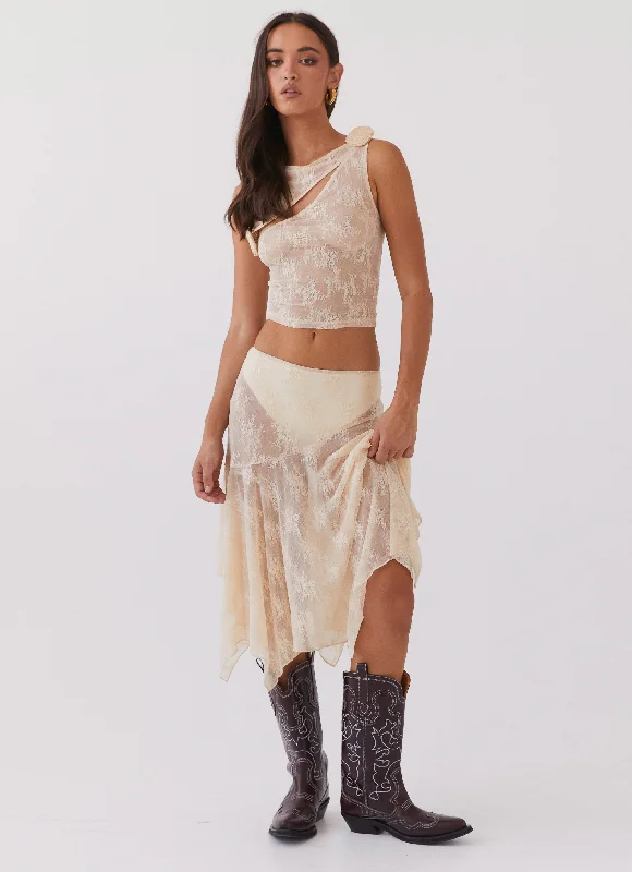 One Day Only – Huge Savings!Nakia Lace Midi Skirt - Ivory
