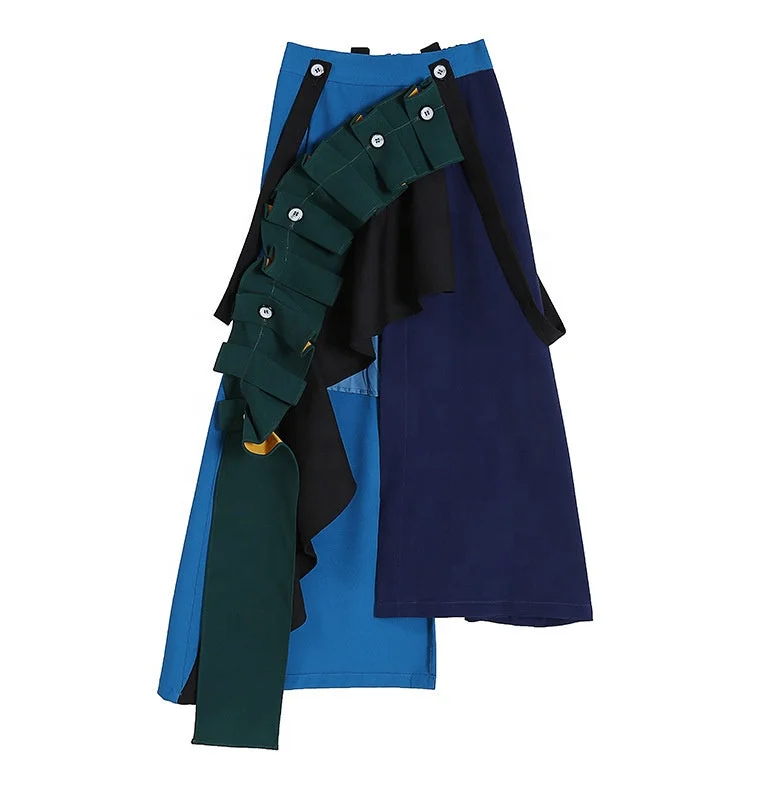 Hurry! While Supplies Last!New Women's Midi Skirt High Waist Irregular Casual Blue Long Skirts Hurry! While Supplies Last!New Women's Midi Skirt High Waist Irregular Casual Blue Long Skirts