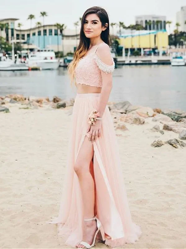 Your Shopping Spree Starts Here!Off the Shoulder Two Pieces Pink Lace Long Prom Dresses cg20620 Your Shopping Spree Starts Here!Off the Shoulder Two Pieces Pink Lace Long Prom Dresses cg20620