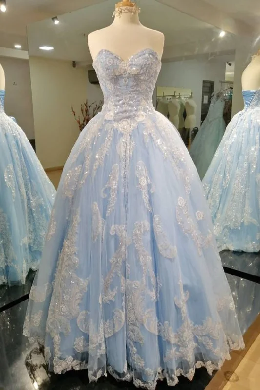 Steals and Deals Await!princess light blue ball gown features with sweetheart neckline prom dress cg20665 Steals and Deals Await!princess light blue ball gown features with sweetheart neckline prom dress cg20665