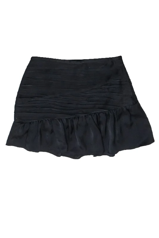 Your Chance to Save is Now!Ramy Brook - Black Satin Ruched Drop Waist Mini Skirt Sz 8