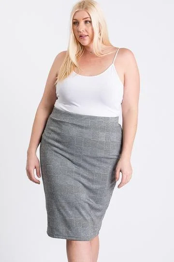 Hot Deals You Can’t Resist!Black/grey Glen Plaid Skirt