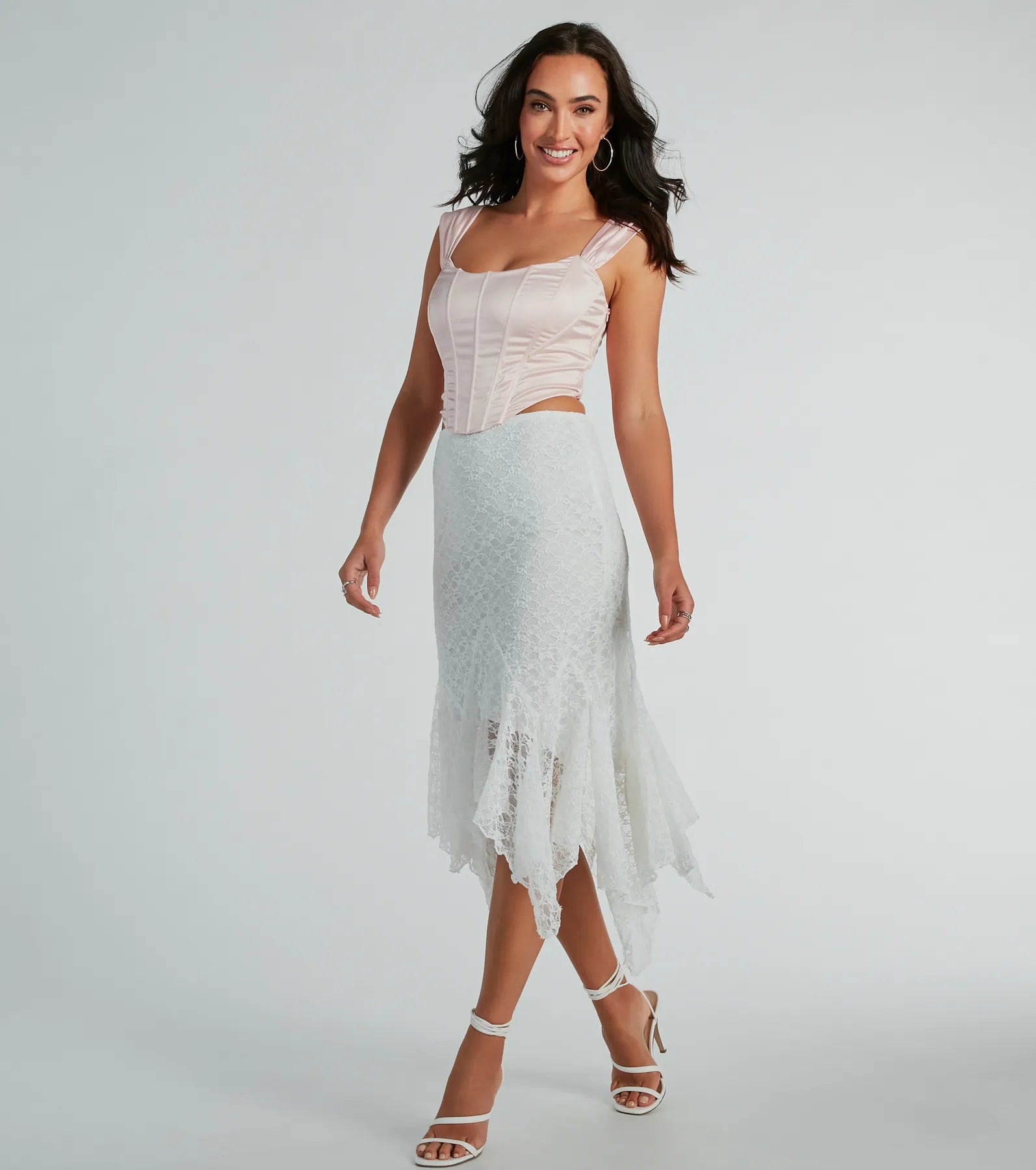 Special Discounts Inside!Romance Me High-Rise Hanky Lace Midi Skirt