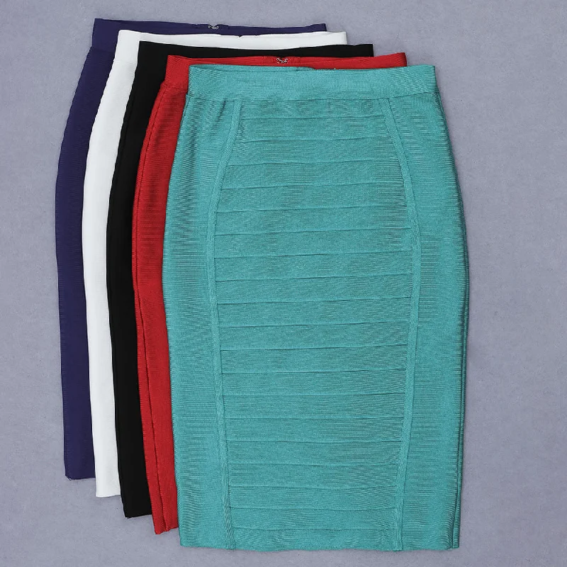 Exclusive Savings This Week!Sexy Knee Length Bodycon Elegant Knitted Designer Patchwork Rayon Bandage Skirt