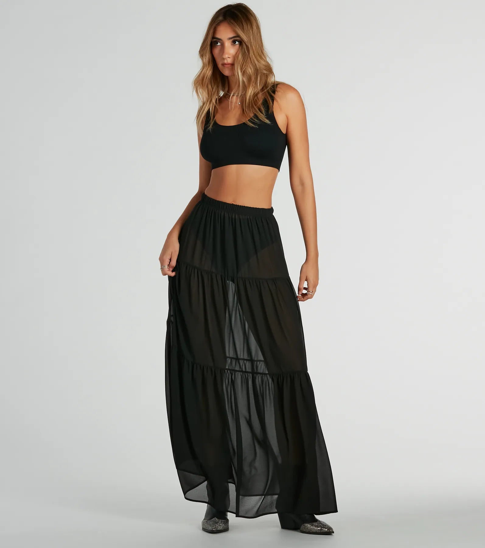 One Day Only – Huge Savings!Sittin' Pretty Tiered Chiffon Maxi Skirt