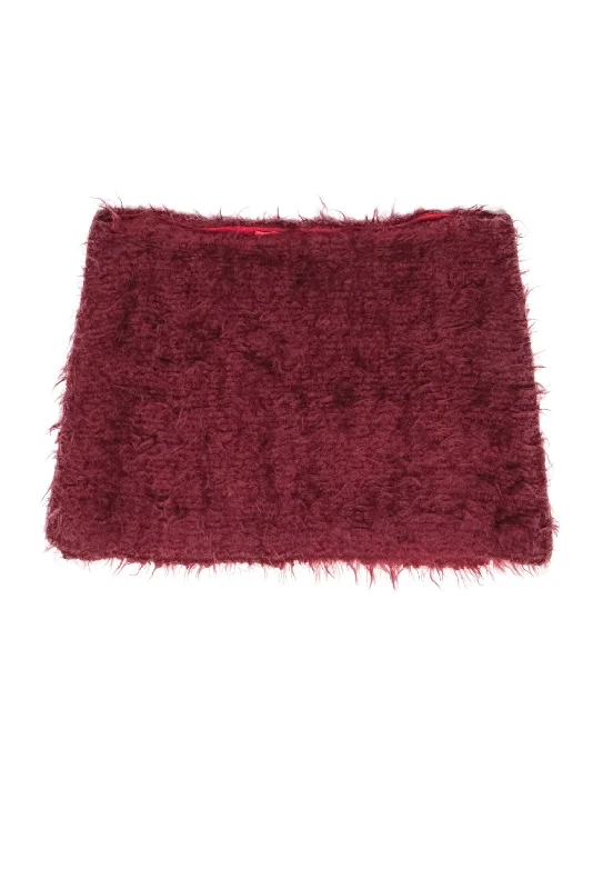 Only a Few Left – Order Now!Camilla Signori - Maroon Red Fuzzy Knit Mini Skirt Sz 6