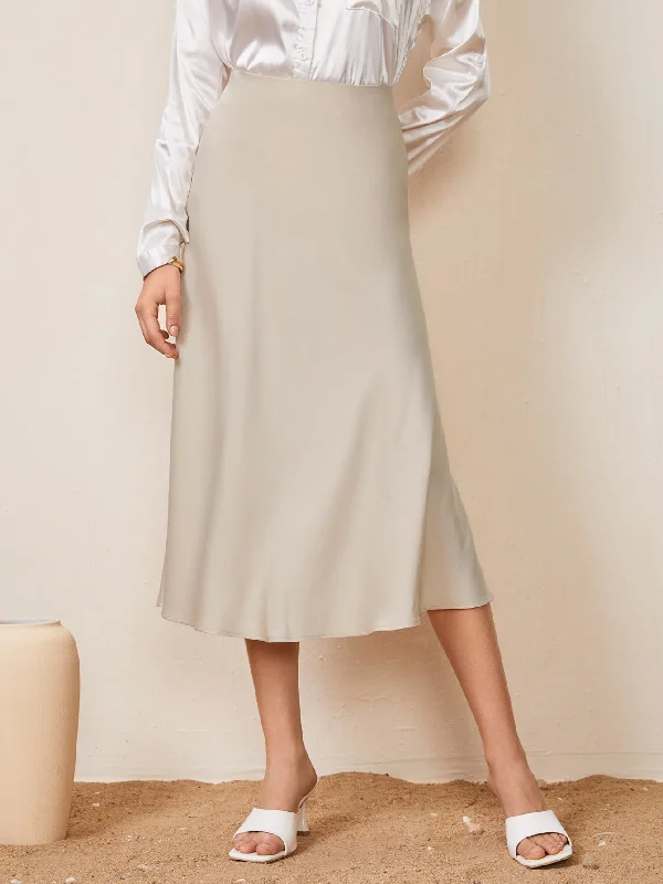 Savings You Can’t Ignore!Amy Fashion - Solid High Waist Satin Skirt Workwear