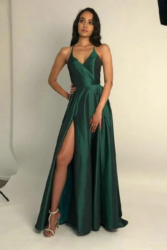 Shop Before It’s Gone!Spaghetti Straps Open Back Prom Dresses with Split      cg20687